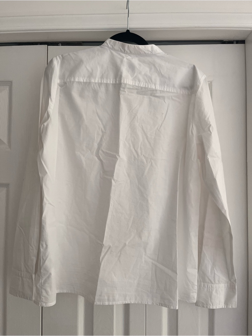 J. Crew white Ruffled Bib Button-Up Shirt, size 12. - Picture 2 of 6